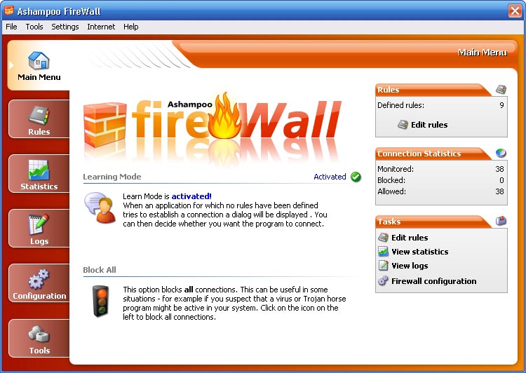 Ashampoo Firewall Dialog Box