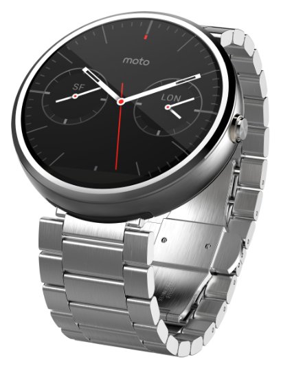 Moto 360 in Black and Silver stainless steel belt