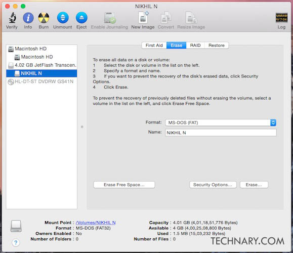 How to reset usb flash drive on mac