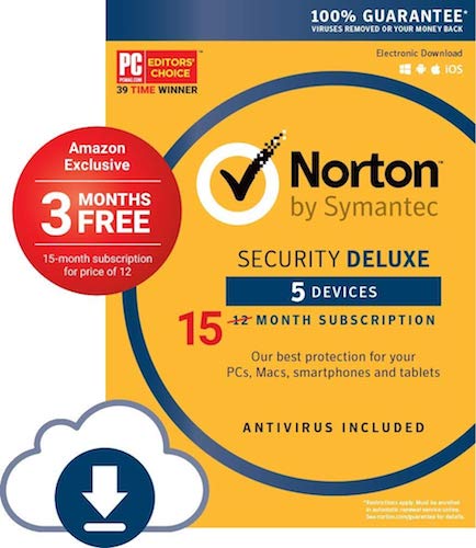 Norton Security Deluxe - 5 Device 15 months Amazon Exclusive Deal