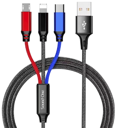 Sound One 3 in 1 Nylon Braided Multi USB charging cable launched