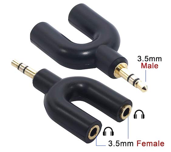 DAHSHA 3.5 mm Audio Stereo Y Splitter Adapter, Male to 2 Port Female for Earphone, Adapter for Smartphone, Tablets, MP3 Players
