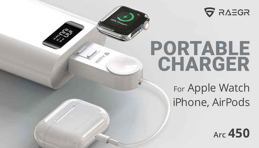 RAEGR Arc 450 Portable 2 in 1 Apple Watch charger launched