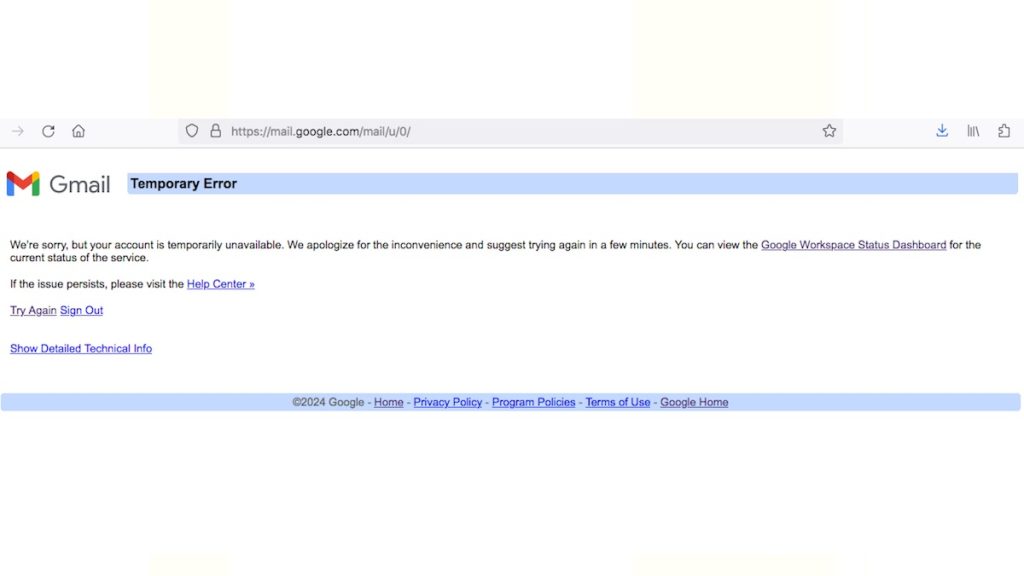Temporary Error Gmail - How to fix issue